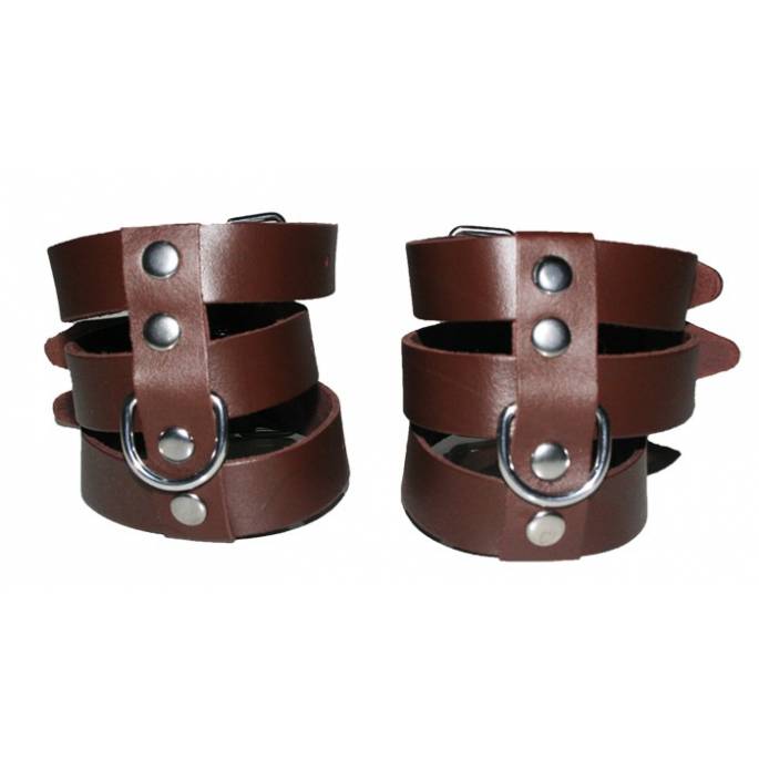 KNÖCHELSTÜTZE MIT 3 BÄNDERN AUS BRAUNEM LEDER