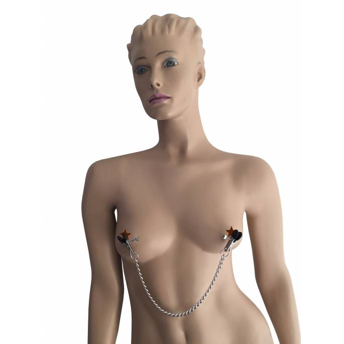 BREITE, FLACHE BRUSTKLAMMERN MIT SCHRAUBEN + KETTE