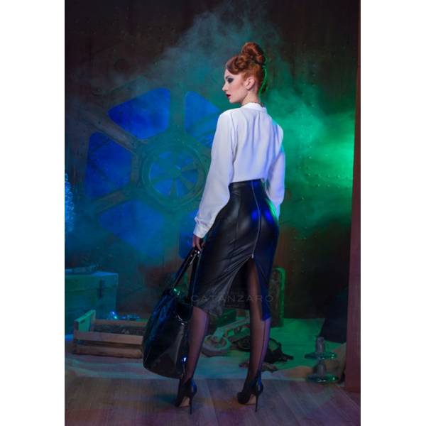 LACKIERTER BLEISTIFTROCK MELANIE ZIP HINTEN