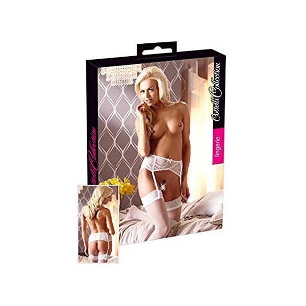 WHITE LACE SUSPENDER BELT