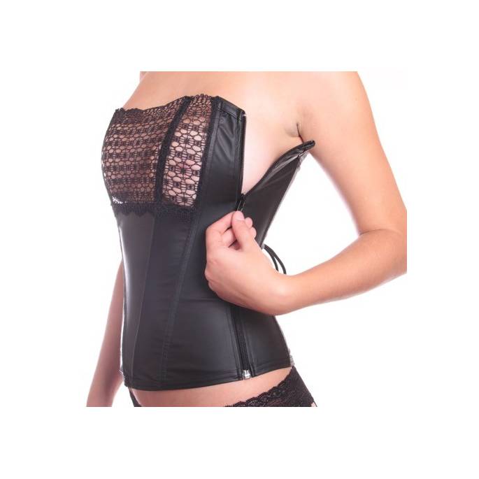 BUSTIER WETLOOK DECOLLETE SPITZE