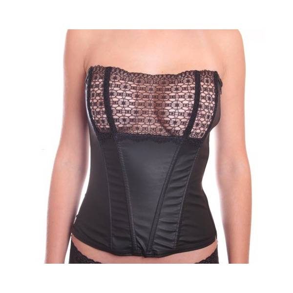 BUSTIER WETLOOK DECOLLETE LACE
