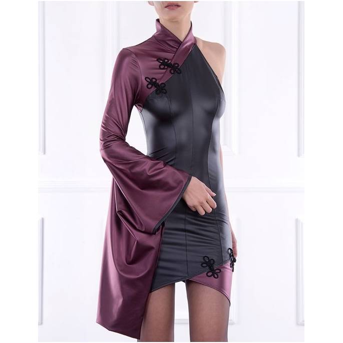 ZWEIFARBIGES XIAN-KLEID SCHWARZ + PFLAUME (DEFAULT)