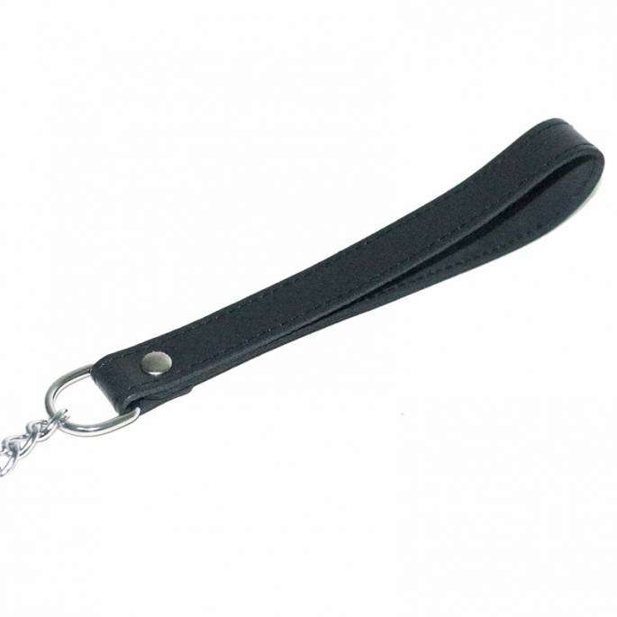 Leine Leder Schwarz Kette 80cm