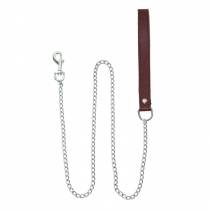 LAISSE POIGNE CUIR MARRON + CHAINE
