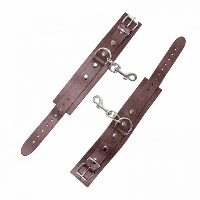 HANDSCHELLEN AUS FEINEM BRAUNEN LEDER