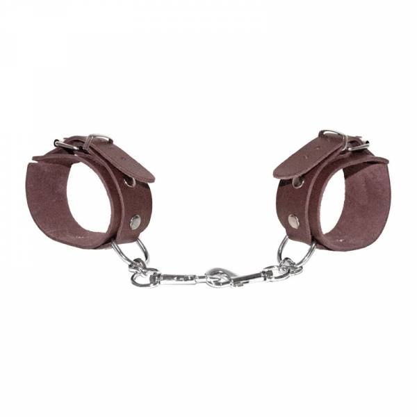 FEINE BRAUNE LEDERHANDSCHELLEN