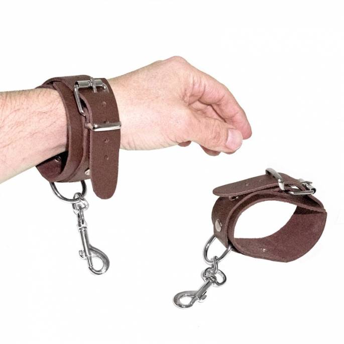 MENOTTES CUIR MARRON FINE