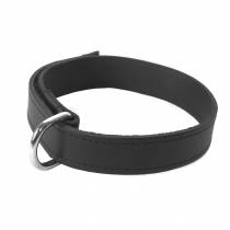 COLLIER CUIR NOIR ANNEAU ET FERMOIR