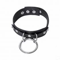 COLLIER CUIR GROS ANNEAU