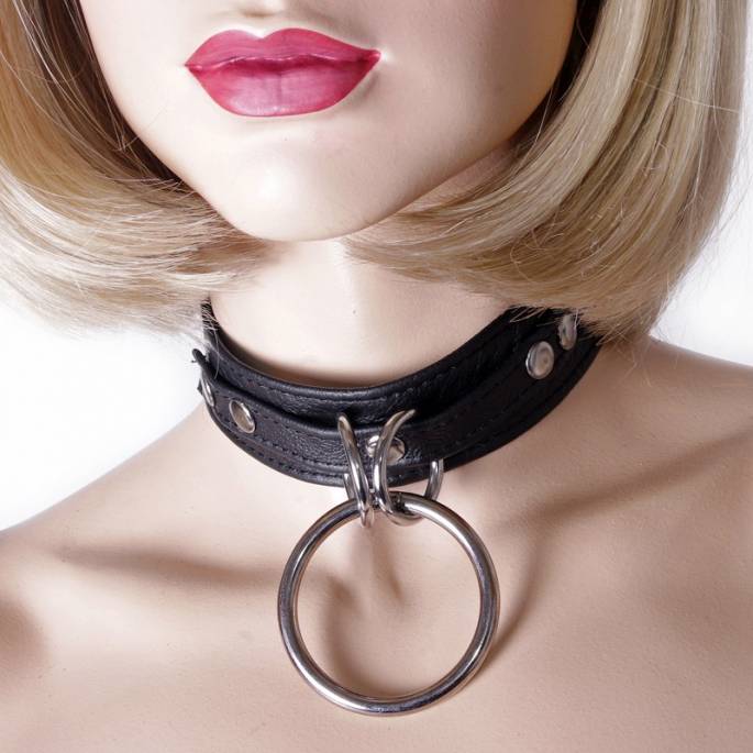 COLLIER CUIR GROS ANNEAU