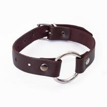 COLLIER ANNEAU CUIR MARRON