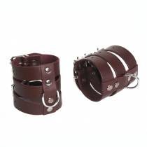 HANDSCHELLEN MIT 3 STREIFEN AUS BRAUNEM LEDER