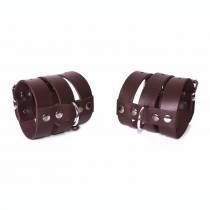 HANDSCHELLEN MIT 3 STREIFEN AUS BRAUNEM LEDER