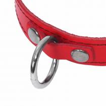 FEINES HALSBAND AUS ROTEM LEDER + RING
