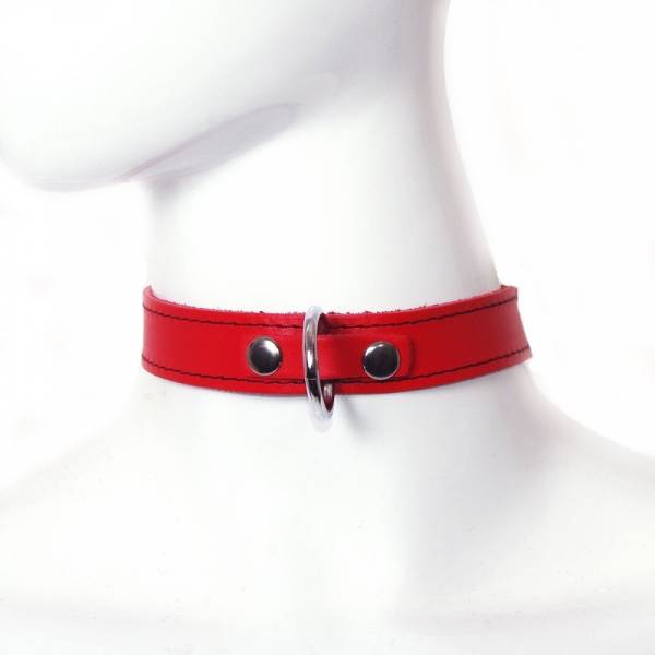 FINE RED LEATHER NECKLACE + RING