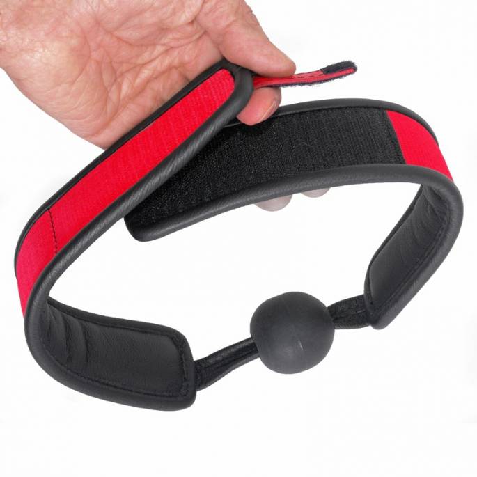 BAILLON BOULE NOIRE NYLON ROUGE ET CUIR NOIR