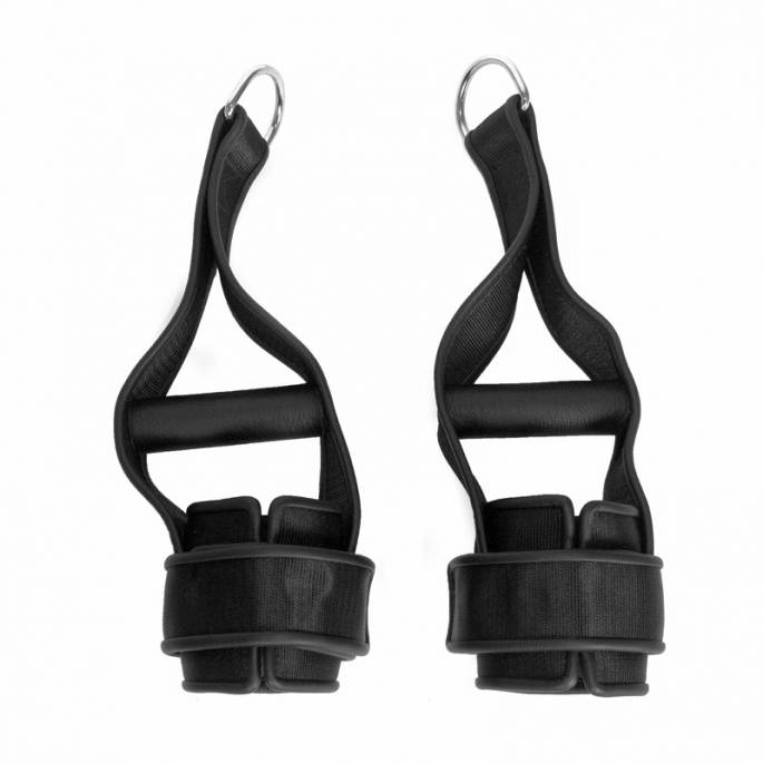 MENOTTES DE SUSPENSION NYLON ET CUIR NOIR