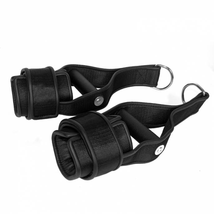 MENOTTES DE SUSPENSION NYLON ET CUIR NOIR