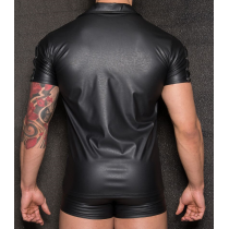 CHEMISE WETLOOK LACETS MANCHE + POCHES