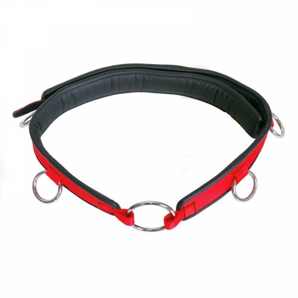 BONDAGE-GÜRTEL AUS ROTEM NYLON UND SCHWARZEM LEDER