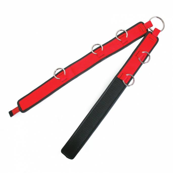 CEINTURE BONDAGE NYLON ROUGE ET CUIR NOIR