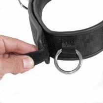CEINTURE BONDAGE NYLON ET CUIR NOIR