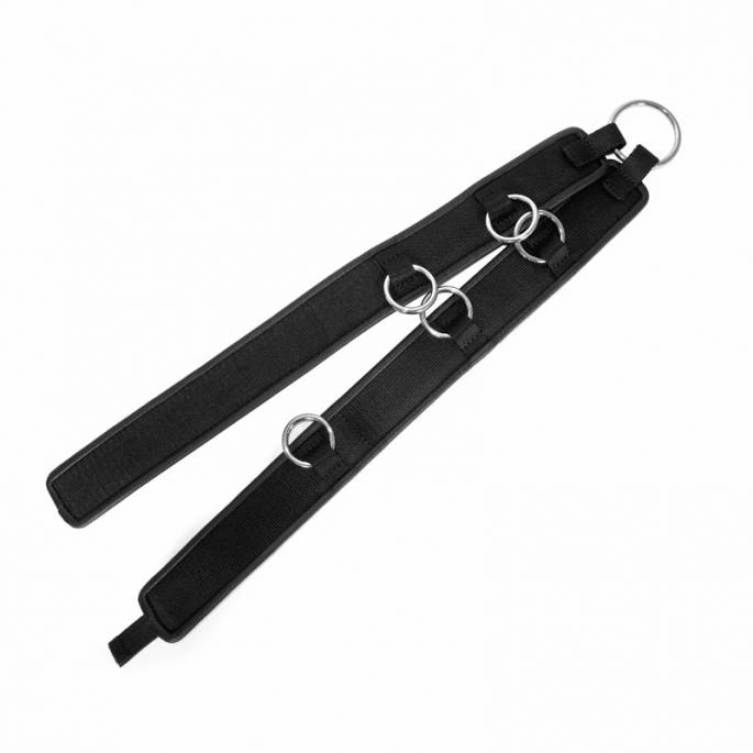 CEINTURE BONDAGE NYLON ET CUIR NOIR