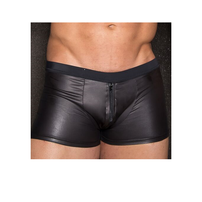 BOXER WETLOOK + ZIP NOIR