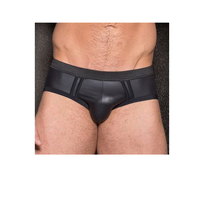 BOXERSHORTS MIT NACKTEM HINTERN WETLOOK SCHWARZE STREIFEN