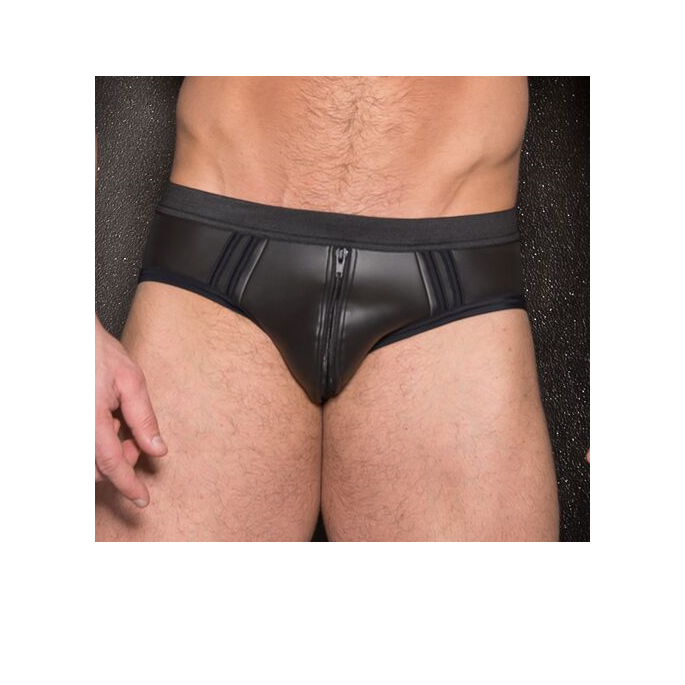 SLIP NEOPRENE BANDES NOIRES FESSES NUES