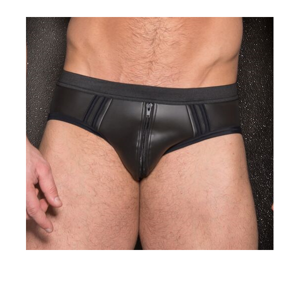 NEOPREN-SLIP SCHWARZE STREIFEN NACKTER PO