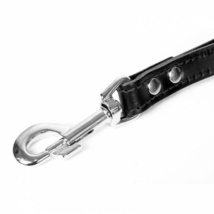 POIGNEE LAISSE CUIR NOIR