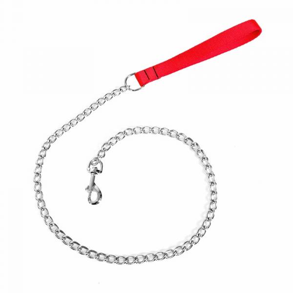 RED NYLON LEASH WITH CHAIN 80 CM