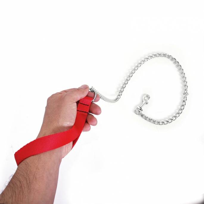 LAISSE NYLON ROUGE CHAINE 80 CM