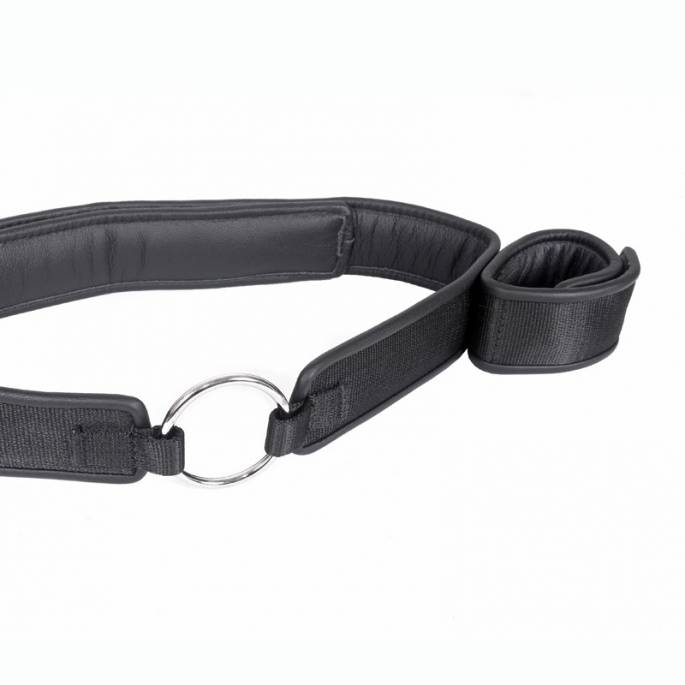 CEINTURE BONDAGE POIGNETS NYLON ET CUIR NOIR