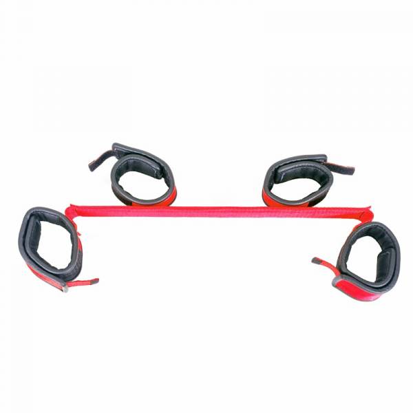 RED NYLON AND BLACK LEATHER SPACER BAR