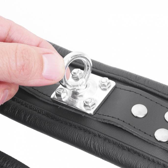 POLSINI IN PELLE NERA + ANELLO A 360°