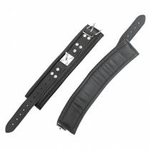 MANETTE IN PELLE NERA + ANELLO IN METALLO A 360°