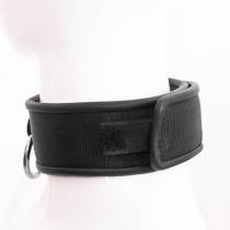 HALSBAND AUS NYLON UND SCHWARZEM LEDER + RING