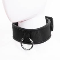 HALSBAND AUS NYLON UND SCHWARZEM LEDER + RING