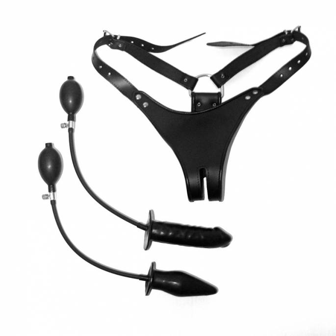 STRAP ON * AUFBLASBARER DILDO UND INNENPLUG