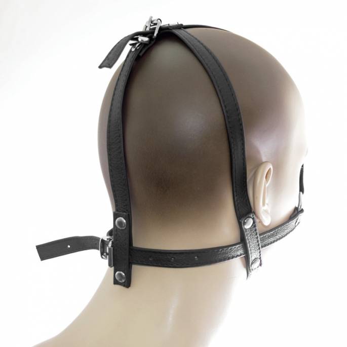 HARNAIS DE TETE CUIR NOIR + ANNEAU