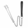 BLACK LEATHER LEASH + DOUBLE CARABINER CHAIN