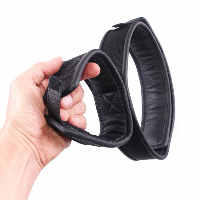 MENOTTES NYLON / CUIR NOIR CUISSE / POIGNE