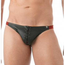 STRING PLAYER SIMILI CUIR NOIR/ROUGE