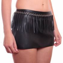MINI JUPE SIMILI CUIR + FRANGES