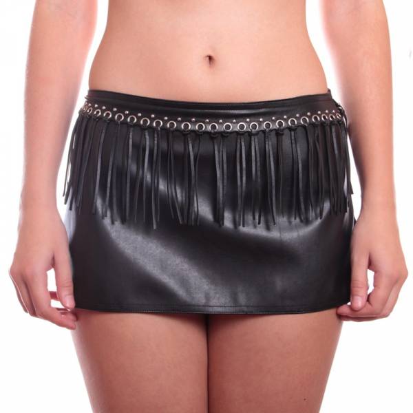 MINI SKIRT IMITATION LEATHER + BANGS