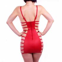 ROTES KLEID STREIFEN SEITLICH OBEN OHNE