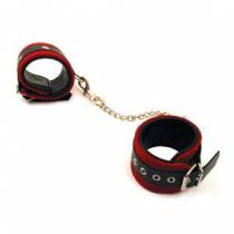 HANDSCHELLEN SCHWARZES LEDER ROTES WILDLEDER